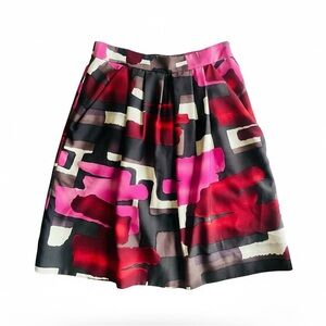 Lela Rose Abstract A-Line Flare Mini Skirt